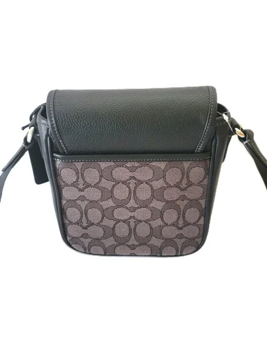 Coach CAT13 Lucas Crossbody Charcoal Signature Jacquard Black Messenger Bag - Picture 4 of 7